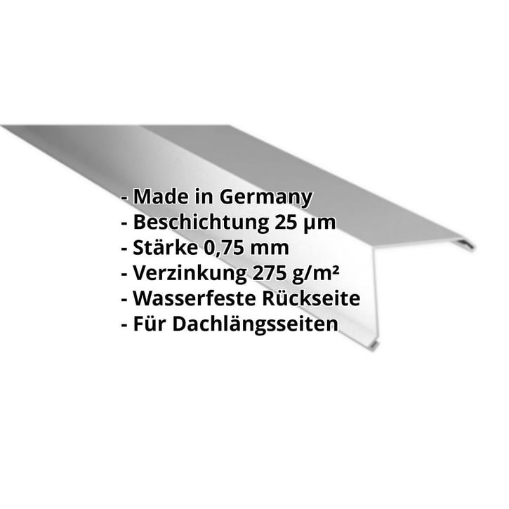 Ortgangwinkel | 115 x 115 mm | Stahl 0,75 mm | 25 µm Polyester | 9006 - Weißaluminium #2