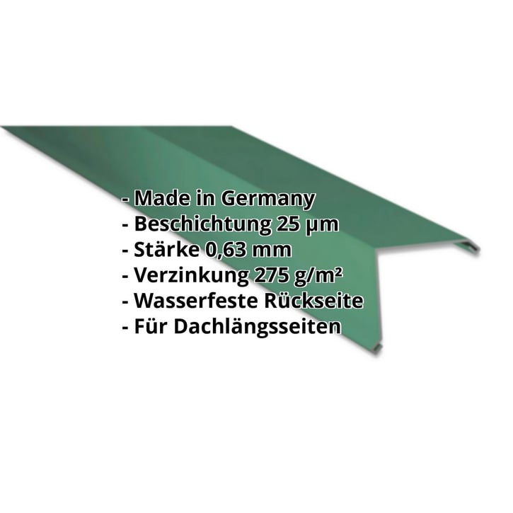 Ortgangwinkel | 150 x 150 mm | Stahl 0,63 mm | 25 µm Polyester | 6020 - Chromoxidgrün #2