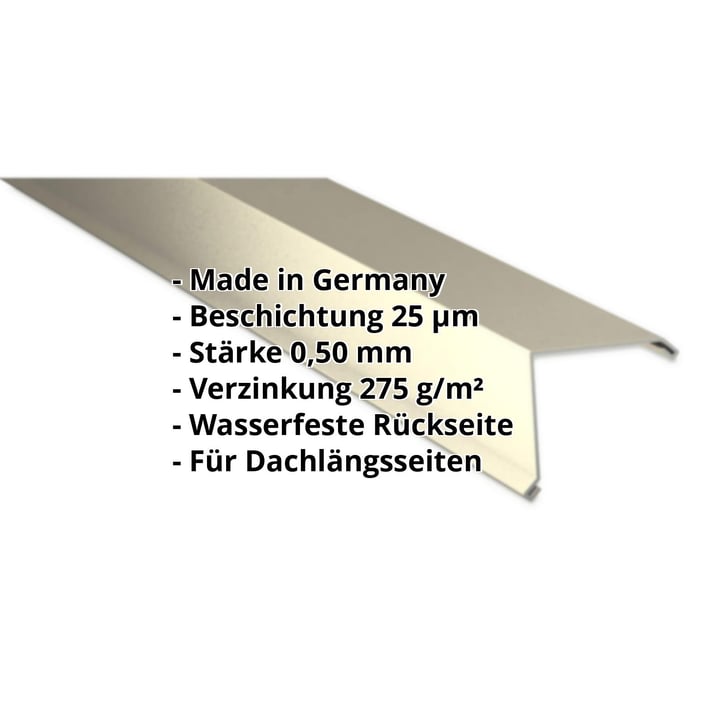 Ortgangwinkel | 200 x 200 mm | Stahl 0,50 mm | 25 µm Polyester | 1015 - Hellelfenbein #2