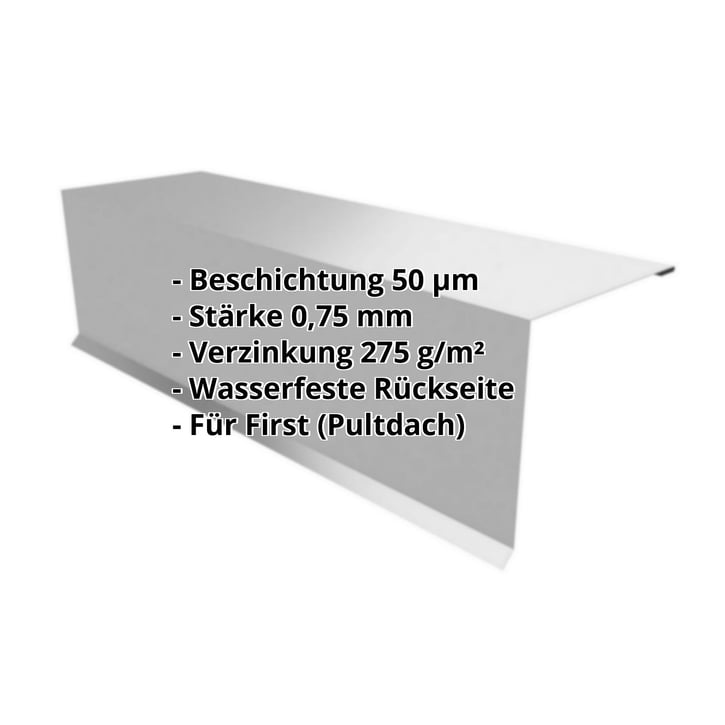 Pultabschluss | 110 x 100 x 2000 mm | 80° | Stahl 0,75 mm | 50 µm PURLAK® | 9006 - Weißaluminium #2