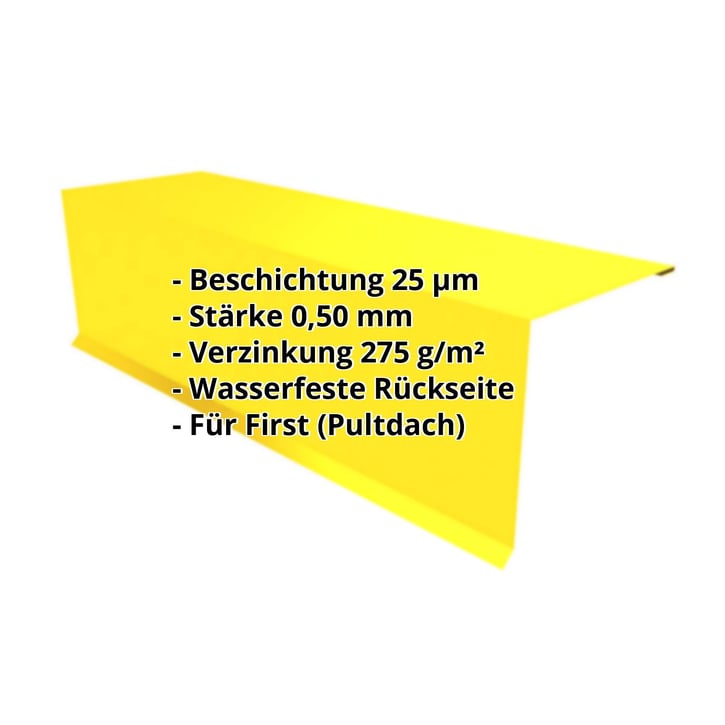 Pultabschluss | 110 x 100 x 2000 mm | 80° | Stahl 0,50 mm | 25 µm Polyester | 1021 - Rapsgelb #2