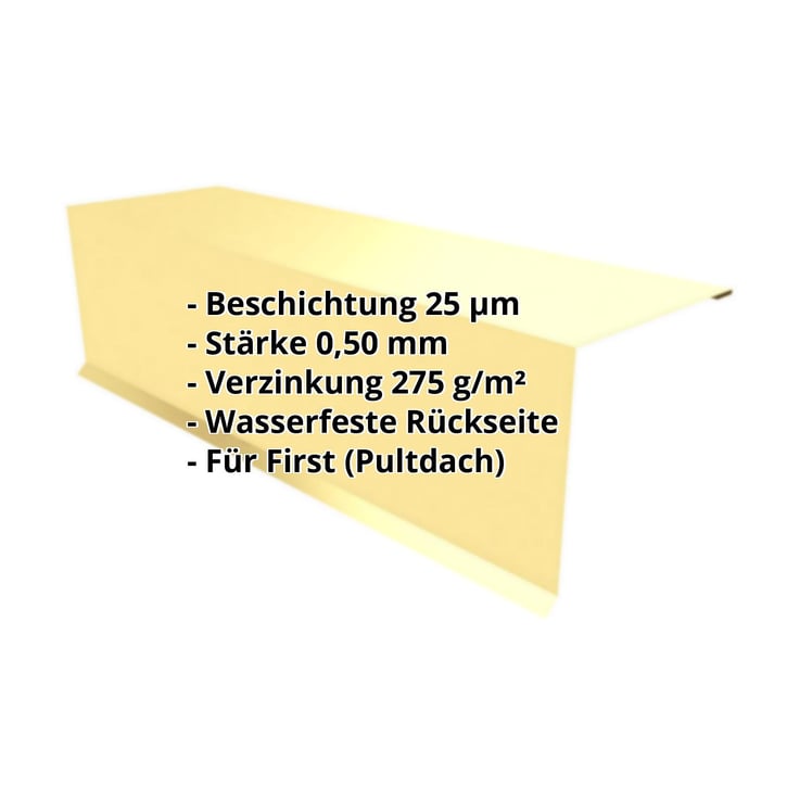 Pultabschluss | 110 x 100 x 2000 mm | 80° | Stahl 0,50 mm | 25 µm Polyester | 1015 - Hellelfenbein #2