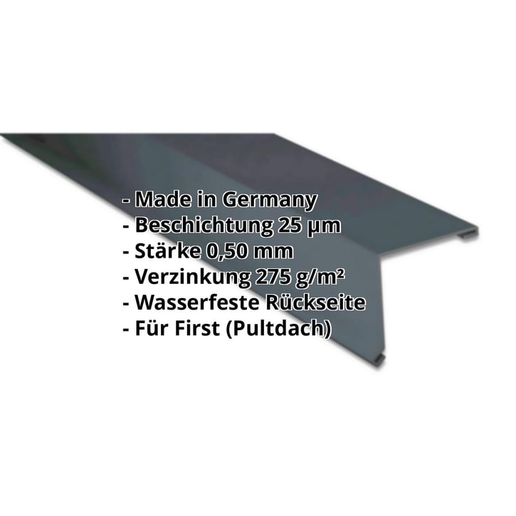 Pultabschluss | 115 x 115 mm | 80° | Stahl 0,50 mm | 25 µm Polyester | 7016 - Anthrazitgrau #2