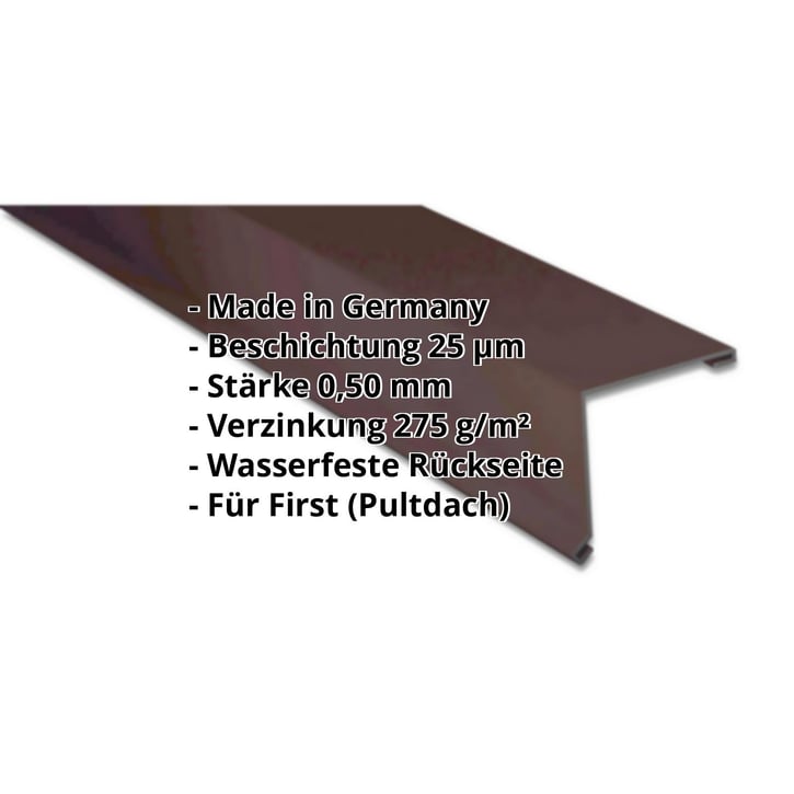 Pultabschluss | 115 x 115 mm | 80° | Stahl 0,50 mm | 25 µm Polyester | 8014 - Sepiabraun #2