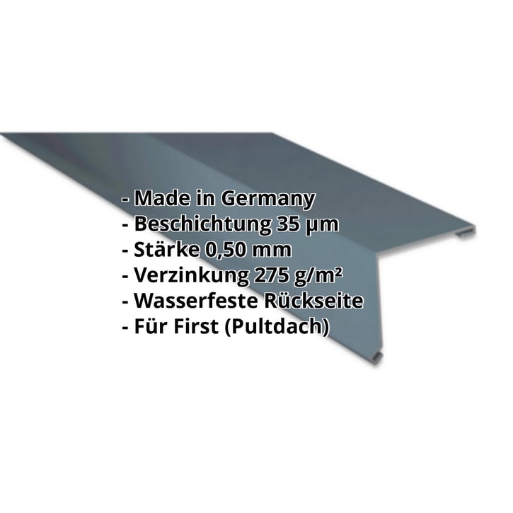 Pultabschluss | 115 x 115 mm | 80° | Stahl 0,50 mm | 35 µm Mattpolyester | 23 - Dunkelgrau #2