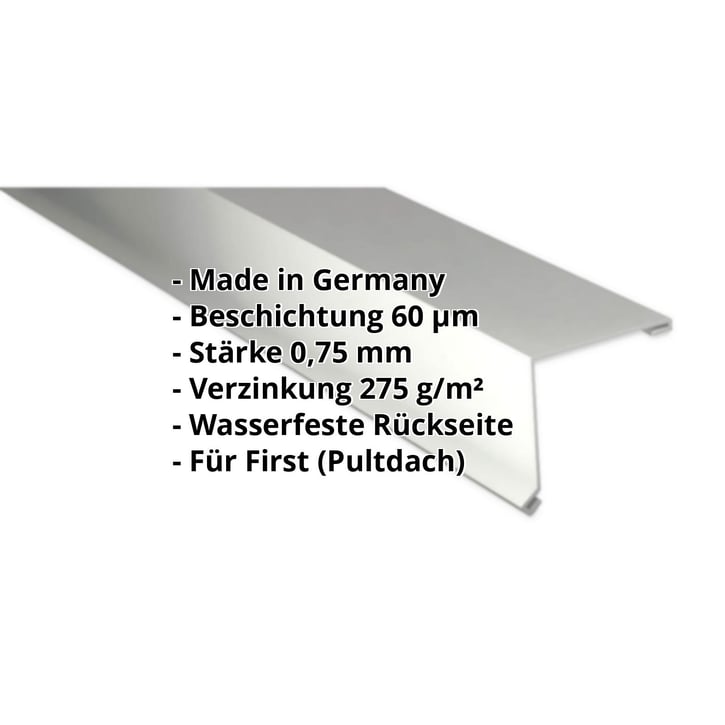 Pultabschluss | 115 x 115 mm | 80° | Stahl 0,75 mm | 60 µm Puramid | 9002 - Grauweiß #2