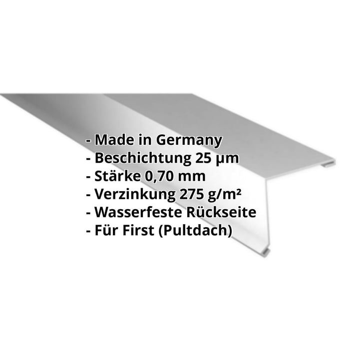 Pultabschluss | 115 x 115 mm | 80° | Aluminium 0,70 mm | 25 µm Polyester | 9006 - Weißaluminium #2