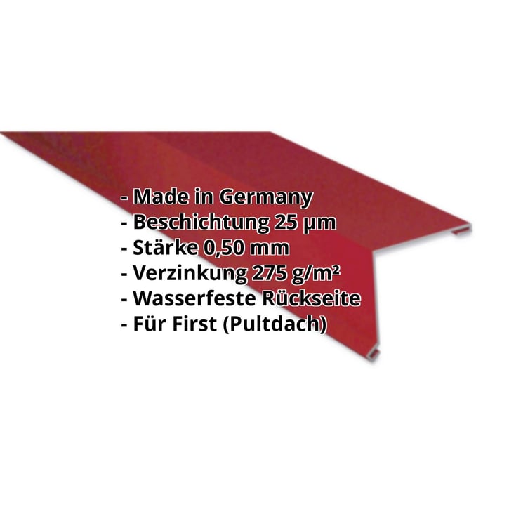 Pultabschluss | 115 x 115 mm | 85° | Stahl 0,50 mm | 25 µm Polyester | 3005 - Weinrot #2