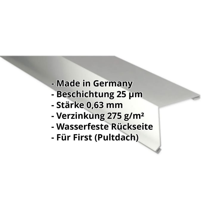 Pultabschluss | 115 x 115 mm | 85° | Stahl 0,63 mm | 25 µm Polyester | 9002 - Grauweiß #2