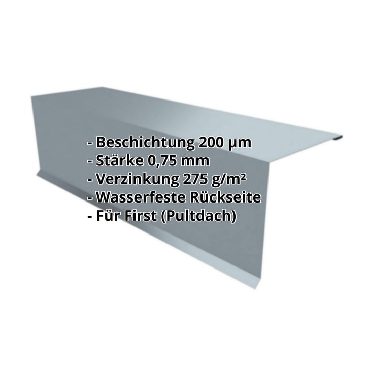 Pultabschluss | 150 x 150 x 2000 mm | 80° | Stahl 0,63 mm | 200 µm HPS Ultra® | 7040 - Fenstergrau #2