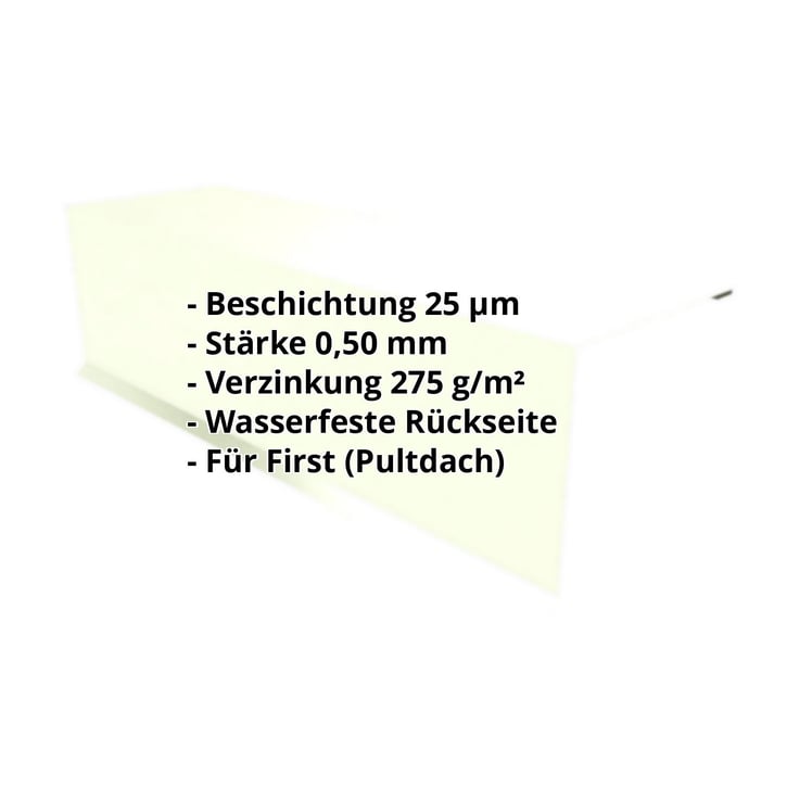 Pultabschluss | 150 x 150 x 2000 mm | 80° | Stahl 0,50 mm | 25 µm Polyester | 9002 - Grauweiß #2