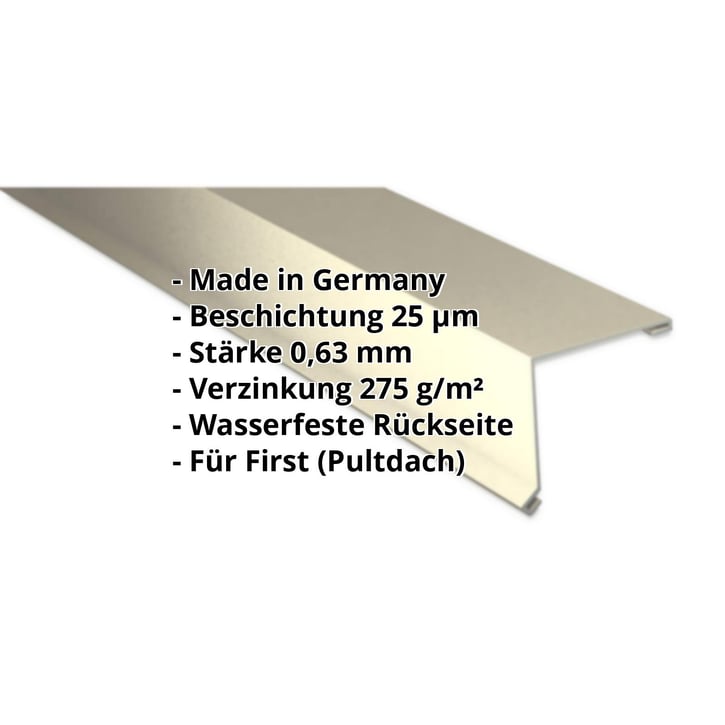 Pultabschluss | 200 x 250 mm | 80° | Stahl 0,63 mm | 25 µm Polyester | 1015 - Hellelfenbein #2