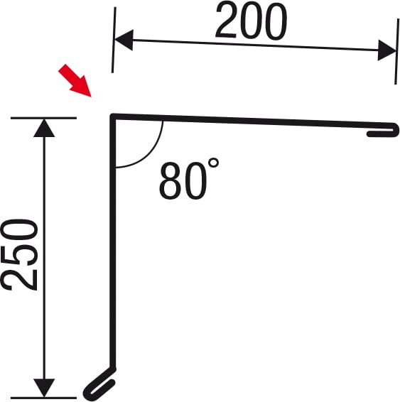 Pultabschluss | 200 x 250 mm | 80° | Stahl 0,63 mm | 25 µm Polyester | 1015 - Hellelfenbein #5