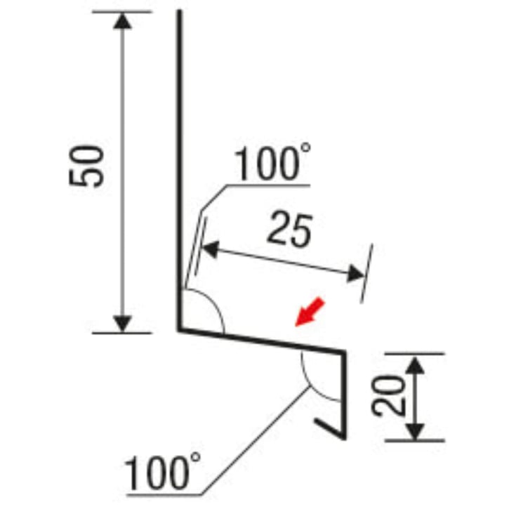 Sockelleiste | 50 x 25 x 20 mm | 100° | Stahl 0,63 mm | 25 µm Polyester | 8012 - Rotbraun #5