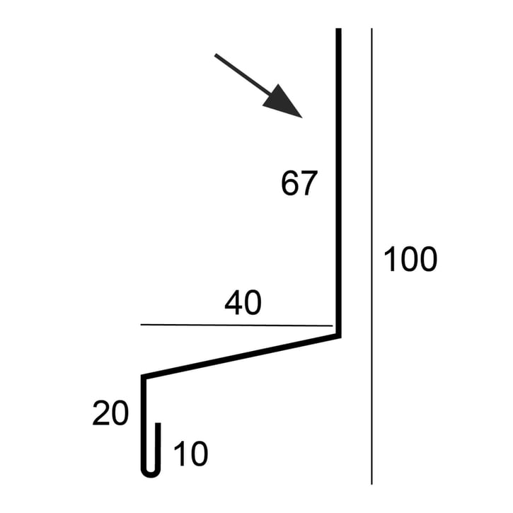 Sockelleiste | 67 x 40 x 20 x 2000 mm | Stahl 0,75 mm | 25 µm Polyester | 6020 - Chromoxidgrün #3