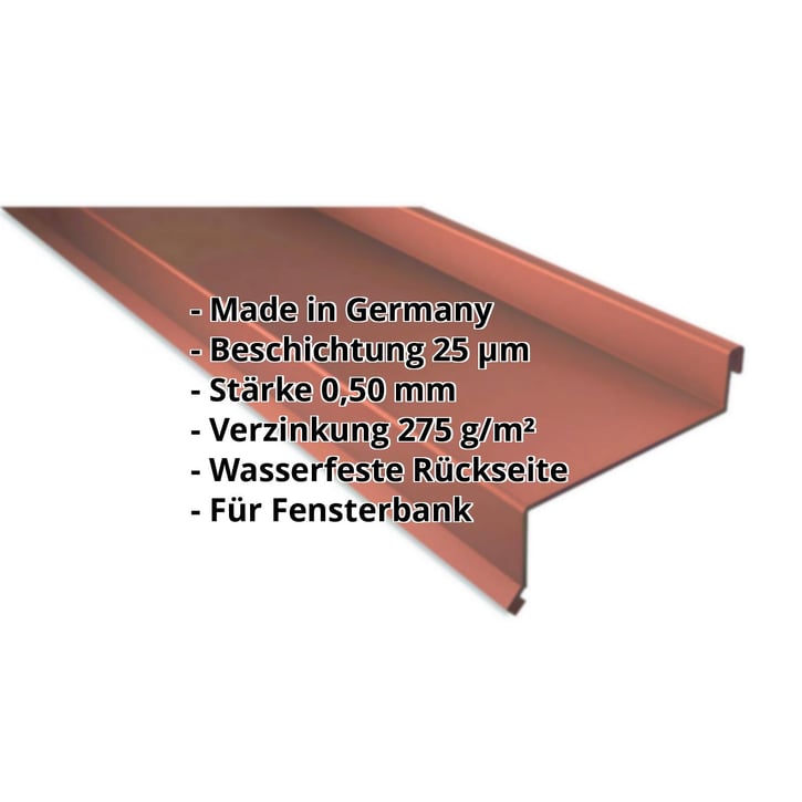 Sohlbank | 50 x 115 x 40 x 2000 mm | Stahl 0,50 mm | 25 µm Polyester | 8004 - Kupferbraun #2