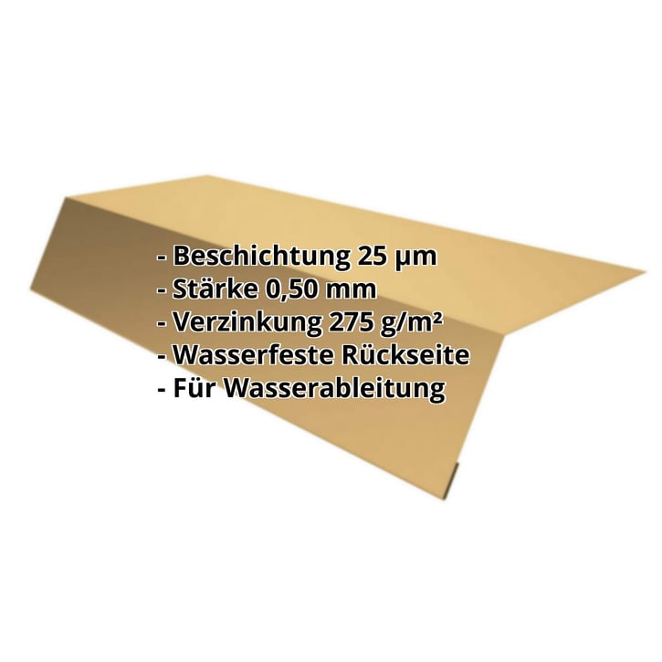 Traufenblech | 125 x 70 x 2000 mm | Stahl 0,50 mm | 25 µm Polyester | 1002 - Sandgelb #2