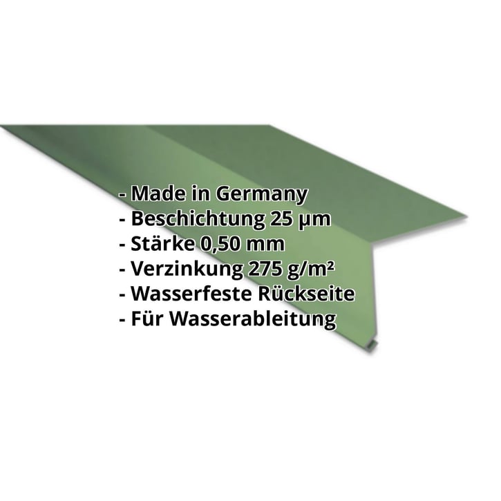 Traufenblech | 50 x 50 mm | 100° | Stahl 0,50 mm | 25 µm Polyester | 6011 - Resedagrün #2