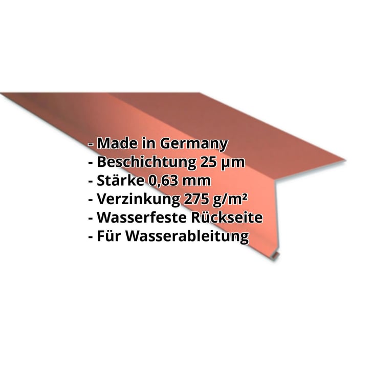 Traufenblech | 50 x 50 mm | 100° | Stahl 0,63 mm | 25 µm Polyester | 8004 - Kupferbraun #2