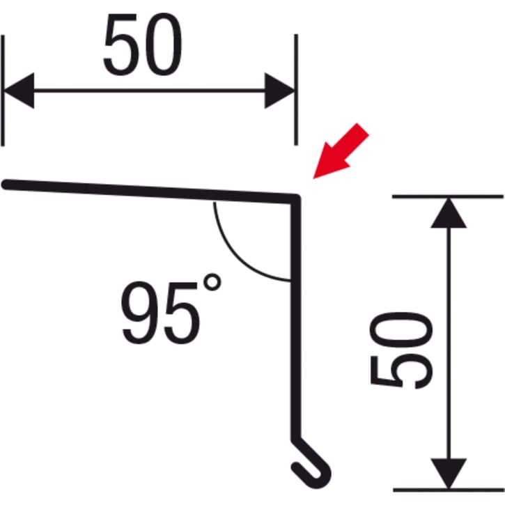 Traufenblech | 50 x 50 mm | 95° | Stahl 0,50 mm | 25 µm Polyester | 9010 - Reinweiß #6