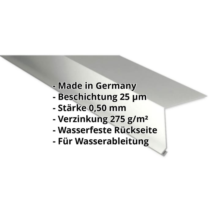 Traufenblech | 50 x 50 mm | 95° | Stahl 0,50 mm | 25 µm Polyester | 9002 - Grauweiß #2