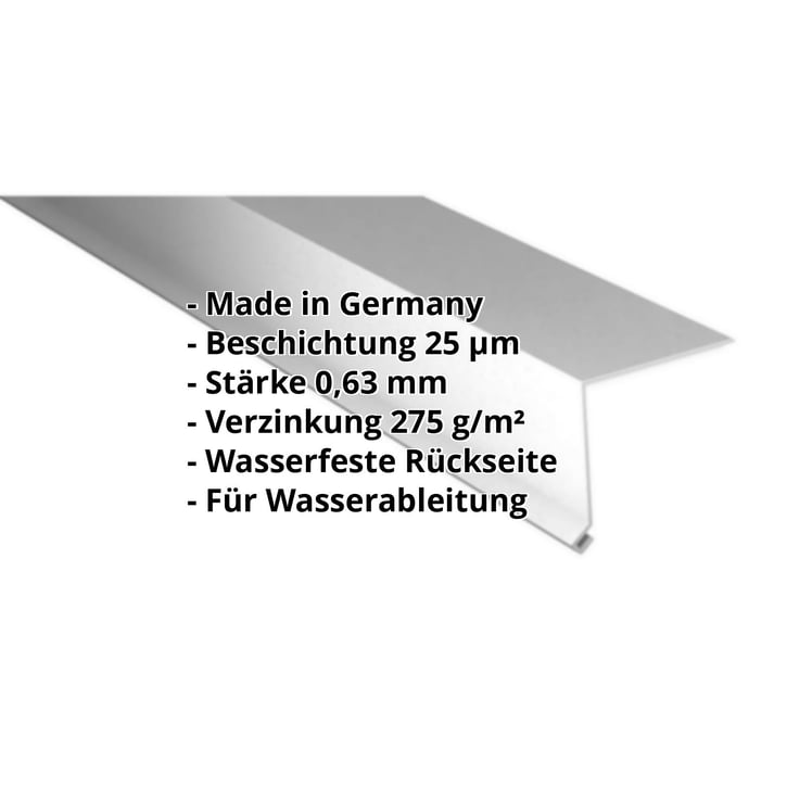 Traufenblech | 80 x 30 mm | 100° | Stahl 0,63 mm | 25 µm Polyester | 9006 - Weißaluminium #2