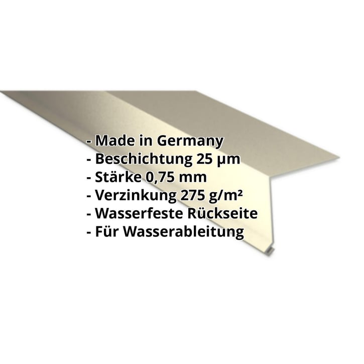 Traufenblech | 80 x 30 mm | 100° | Stahl 0,75 mm | 25 µm Polyester | 1015 - Hellelfenbein #2