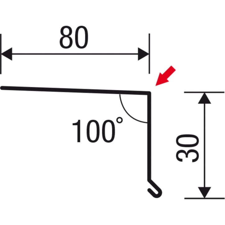 Traufenblech | 80 x 30 mm | 100° | Stahl 0,50 mm | 60 µm TTHD | 8012 - Rotbraun #6