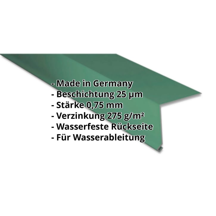 Traufenblech | 80 x 30 mm | 95° | Stahl 0,75 mm | 25 µm Polyester | 6020 - Chromoxidgrün #2