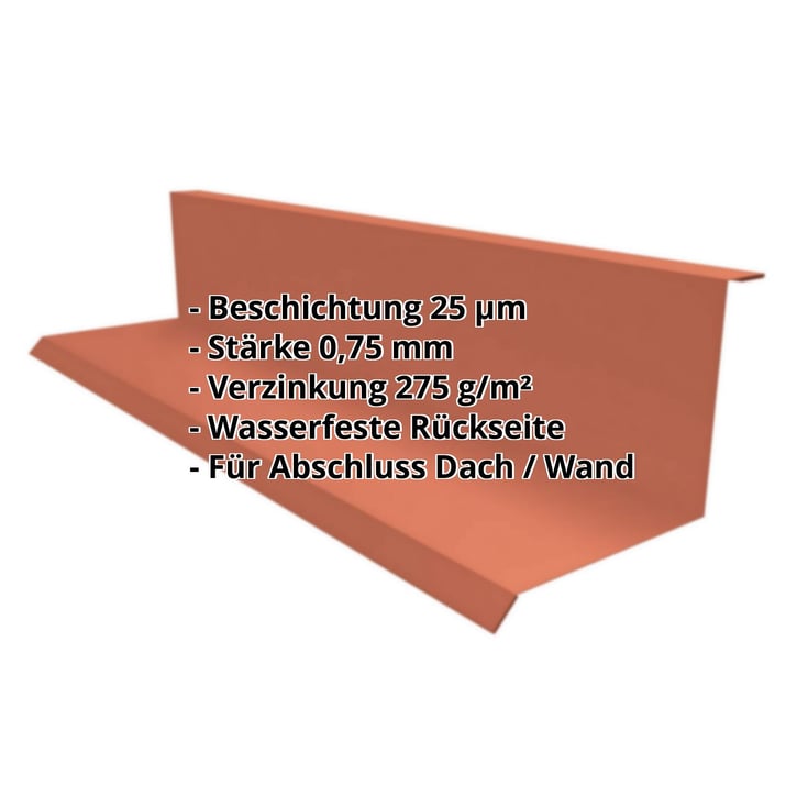 Wandanschluss | 100 x 110 x 2000 mm | 90° | Stahl 0,75 mm | 25 µm Polyester | 8004 - Kupferbraun #2