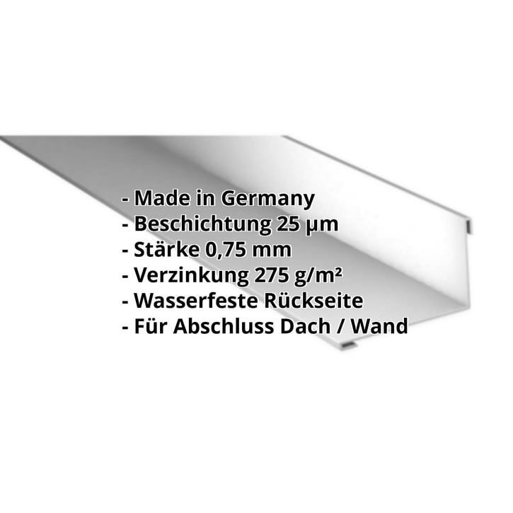 Wandanschluss | 160 x 115 mm | 95° | Stahl 0,75 mm | 25 µm Polyester | 9006 - Weißaluminium #2