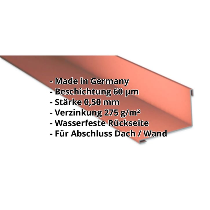 Wandanschluss | 160 x 115 mm | 95° | Stahl 0,50 mm | 60 µm Puramid | 8004 - Kupferbraun #2