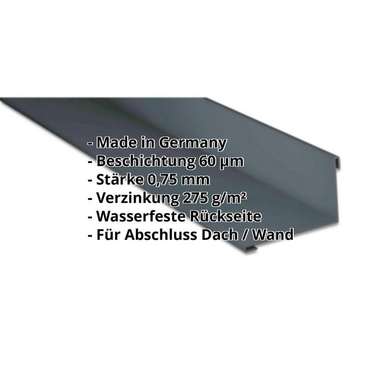 Wandanschluss | 160 x 115 mm | 95° | Stahl 0,75 mm | 60 µm Puramid | 7016 - Anthrazitgrau #2