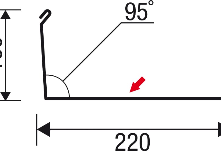 Wandanschluss | 220 x 150 mm | 95° | Stahl 0,50 mm | 25 µm Polyester | 5010 - Enzianblau #5