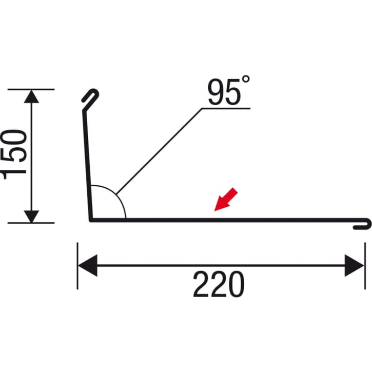 Wandanschluss | 220 x 150 mm | 95° | Stahl 0,75 mm | 60 µm Puramid | 7016 - Anthrazitgrau #6