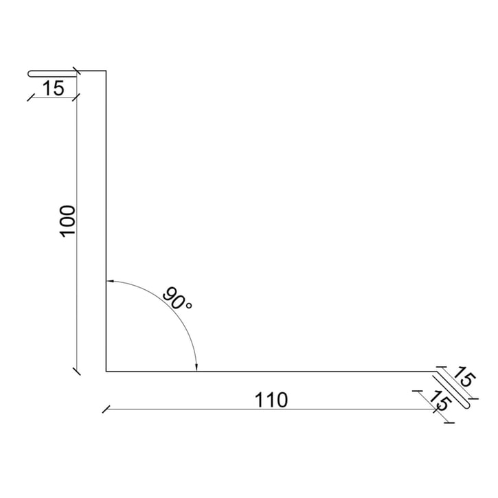 Wandanschluss | Typ 1 | 100 x 110 x 2000 mm | 90° | Stahl 0,50 mm | Aluzink | Silbergrau #3