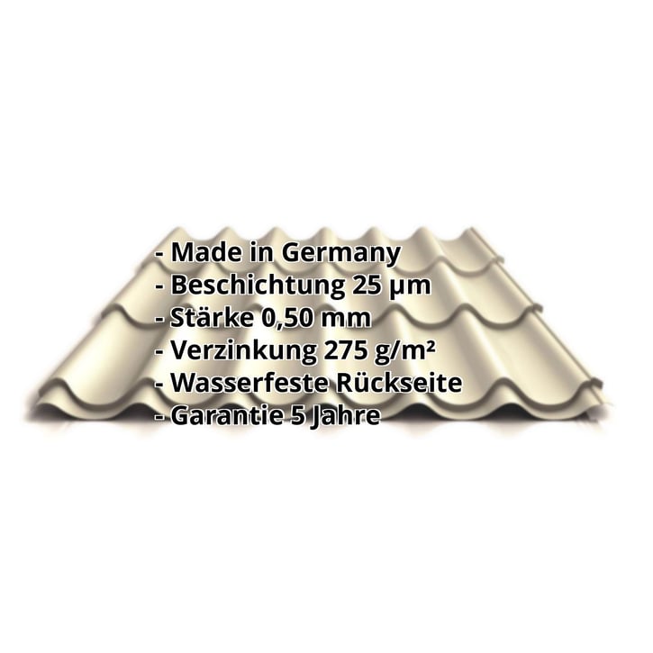 Pfannenblech 2/1060 | Stahl 0,50 mm | 25 µm Polyester | 1015 - Hellelfenbein #2