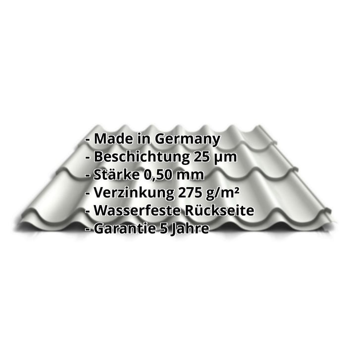 Pfannenblech 2/1060 | Stahl 0,50 mm | 25 µm Polyester | 9002 - Grauweiß #2