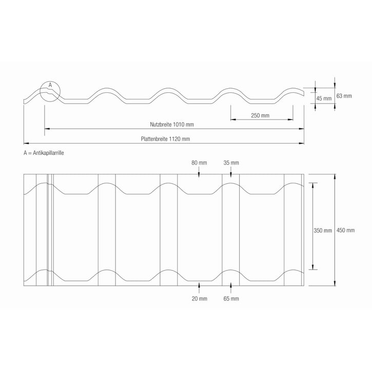 Pfannenblech EUROPA | Anti-Tropf 700 g/m² | Stahl 0,50 mm | 35 µm Mattpolyester | 23 - Dunkelgrau #7