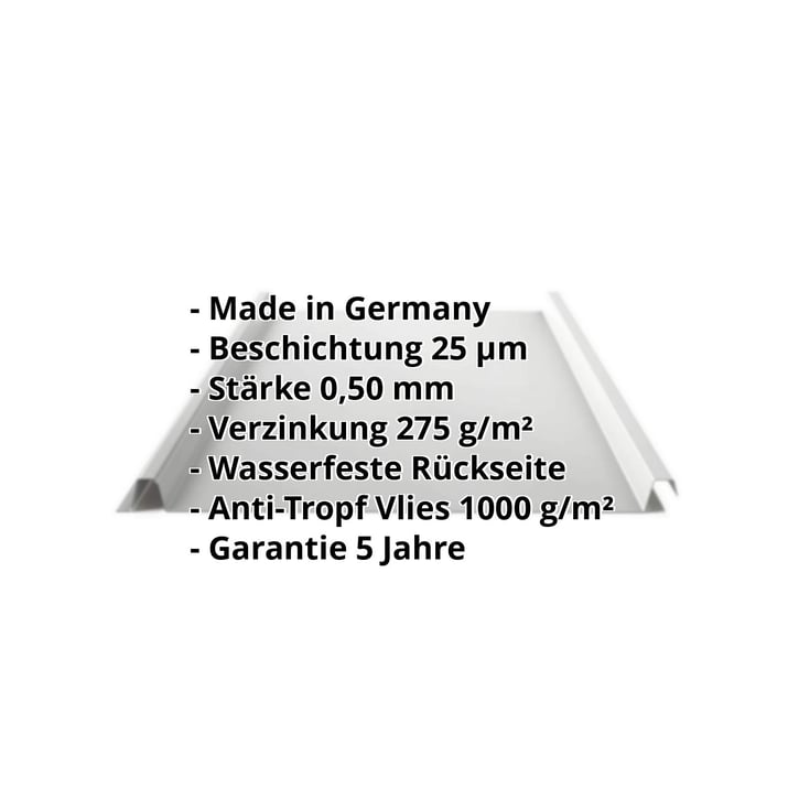 Stehfalzblech 33/500-LE | Dach | Anti-Tropf 1000 g/m² | Stahl 0,50 mm | 25 µm Polyester | 9006 - Weißaluminium #2