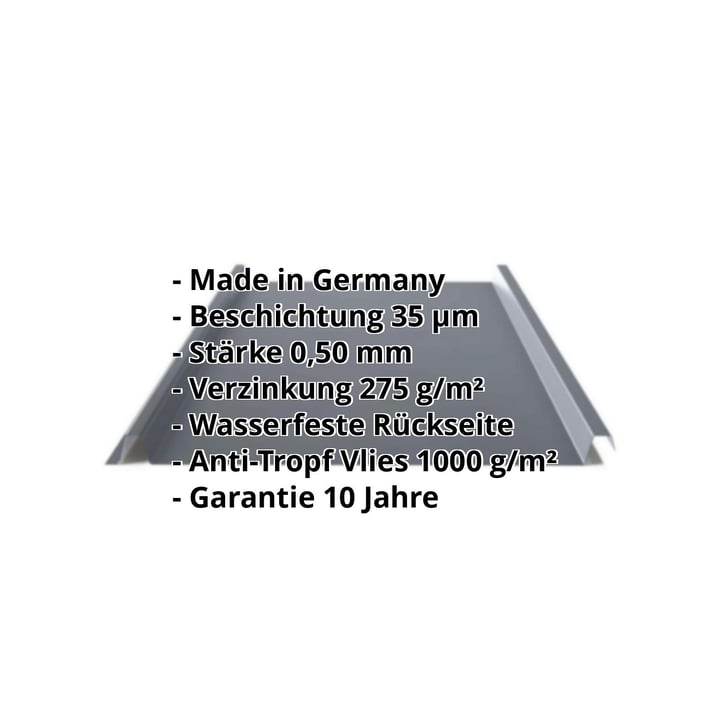 Stehfalzblech 33/500-LE | Dach | Anti-Tropf 1000 g/m² | Stahl 0,50 mm | 35 µm Mattpolyester | 23 - Dunkelgrau #2