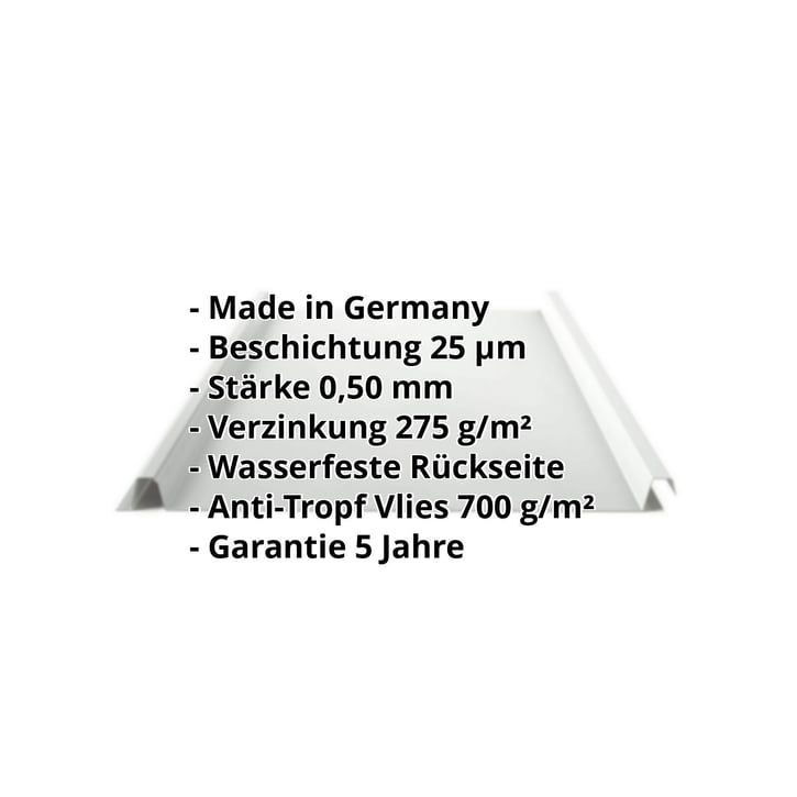 Stehfalzblech 33/500-LE | Dach | Anti-Tropf 700 g/m² | Stahl 0,50 mm | 25 µm Polyester | 7035 - Lichtgrau #2
