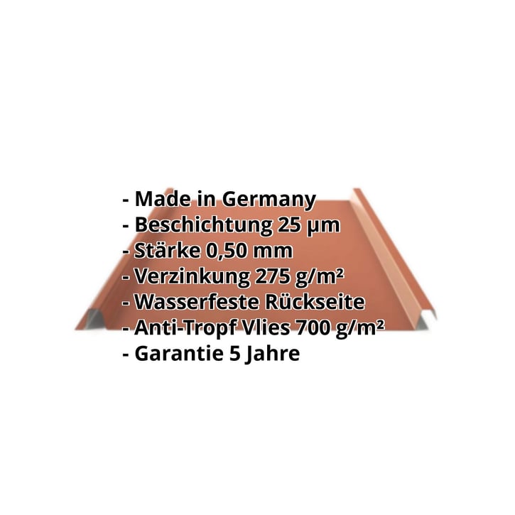 Stehfalzblech 33/500-LE | Dach | Anti-Tropf 700 g/m² | Stahl 0,50 mm | 25 µm Polyester | 8004 - Kupferbraun #2