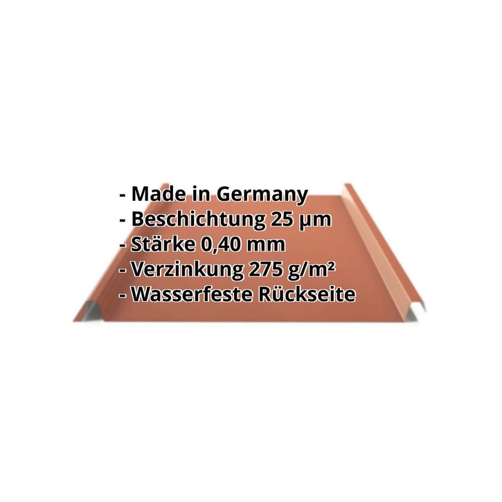 Stehfalzblech 33/500-LE | Dach | Sonderposten | Stahl 0,40 mm | 25 µm Polyester | 8004 - Kupferbraun #2