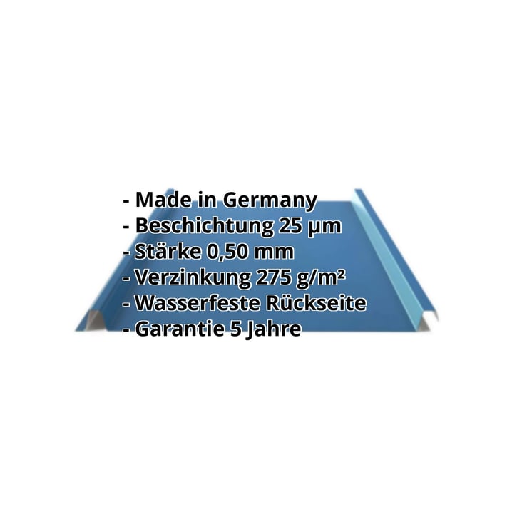 Stehfalzblech 33/500-LE | Dach | Stahl 0,50 mm | 25 µm Polyester | 5010 - Enzianblau #2