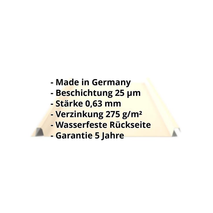 Stehfalzblech 33/500-LE | Dach | Stahl 0,63 mm | 25 µm Polyester | 1015 - Hellelfenbein #2