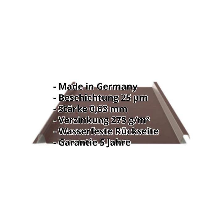 Stehfalzblech 33/500-LE | Dach | Stahl 0,63 mm | 25 µm Polyester | 8017 - Schokoladenbraun #2