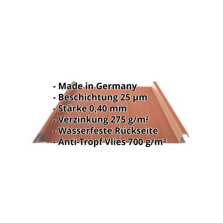Stehfalzblech 33/500-LR | Dach | Anti-Tropf 700 g/m² | Sonderposten | Stahl 0,40 mm | 25 µm Polyester | 8004 - Kupferbraun #2