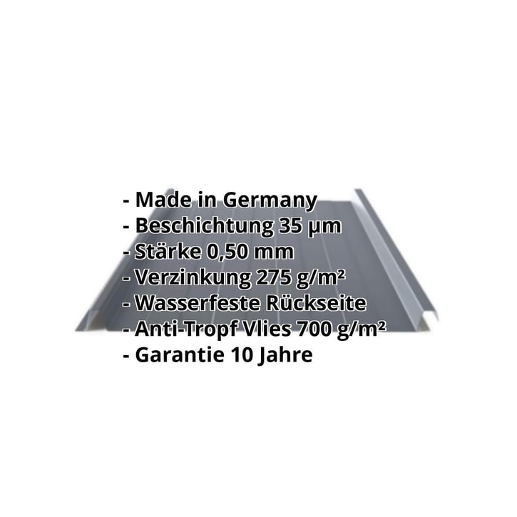 Stehfalzblech 33/500-LR | Dach | Anti-Tropf 700 g/m² | Stahl 0,50 mm | 35 µm Mattpolyester | 23 - Dunkelgrau #2