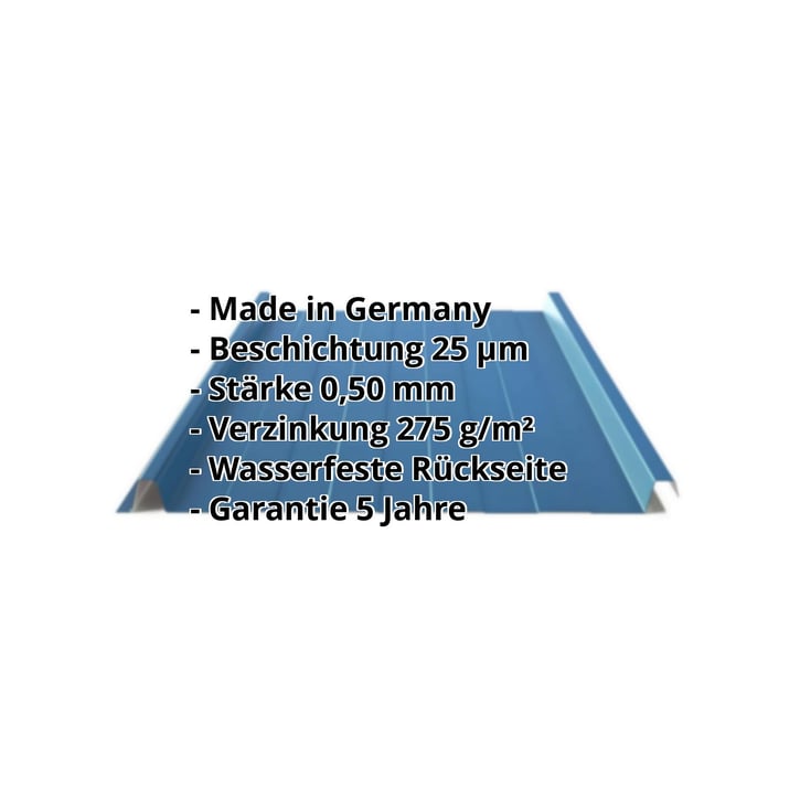 Stehfalzblech 33/500-LR | Dach | Stahl 0,50 mm | 25 µm Polyester | 5010 - Enzianblau #2